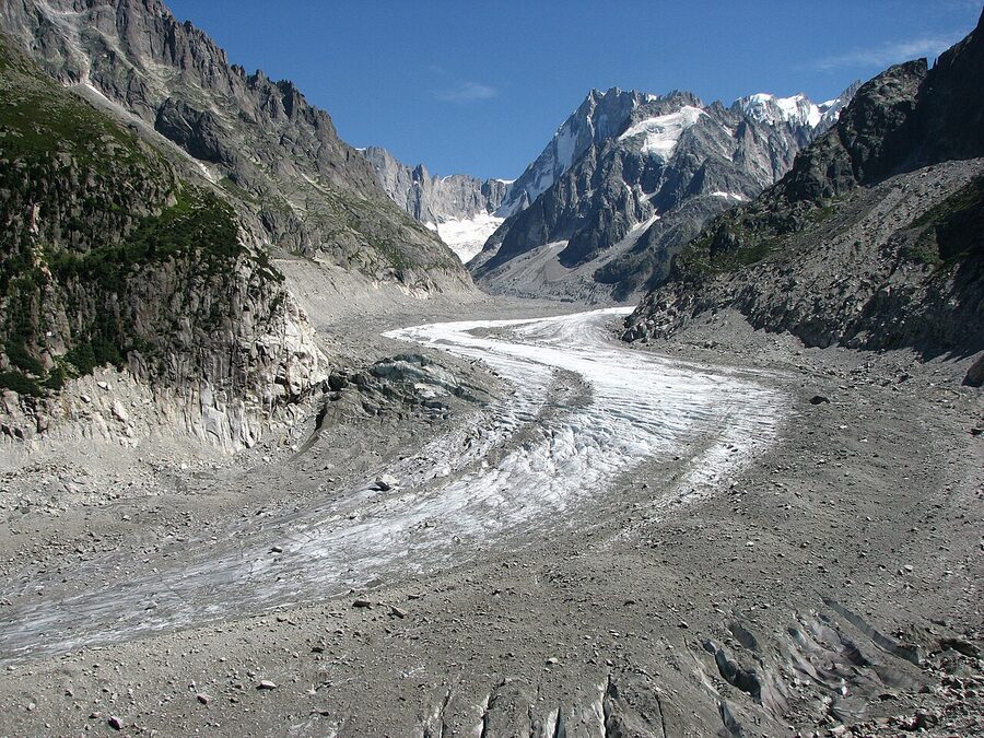 Mer de Glace glacier in 2009, French Alps