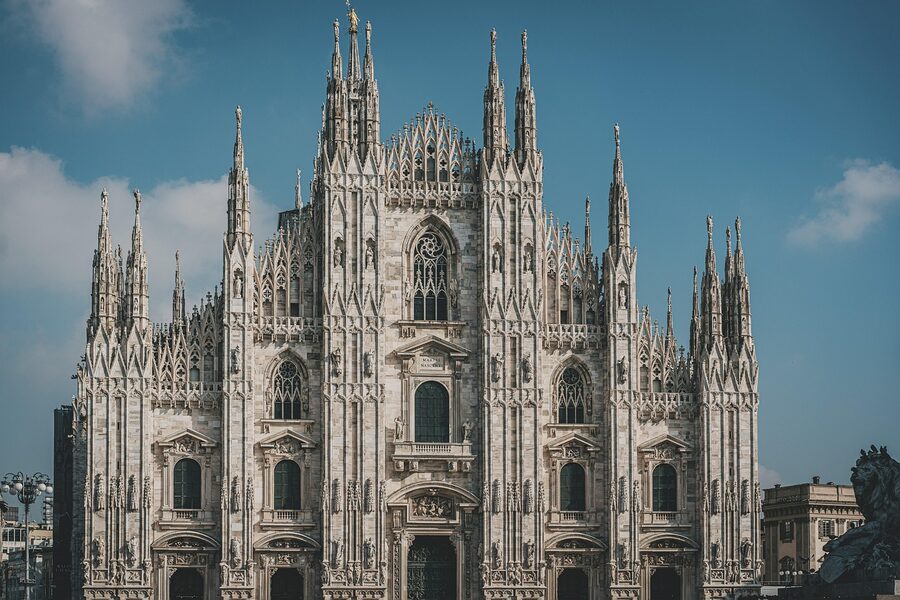 Milan Duomo cathedral facade close up