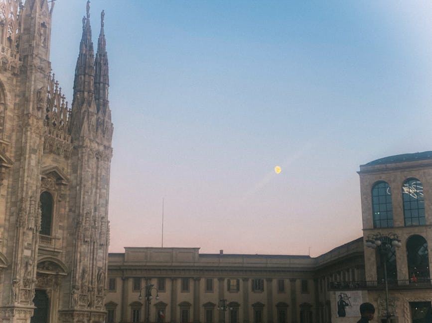 Milan Duomo spires at twilight