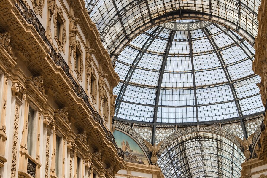 Galleria Vittorio Emanuele II glass roof from inside