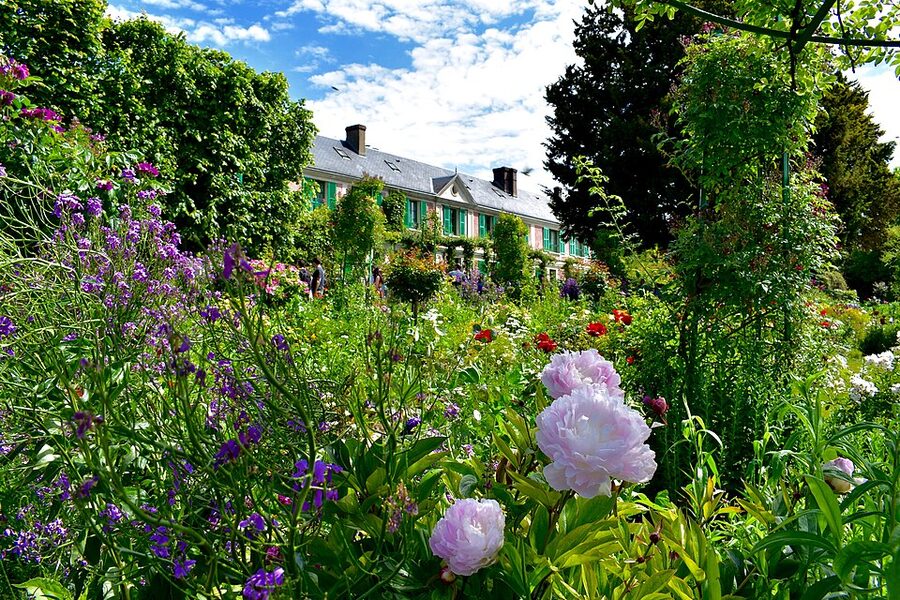 Claude Monet's home behind the garden in spring