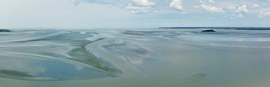 Bay of Mont-Saint-Michel and Tombelaine at low tide