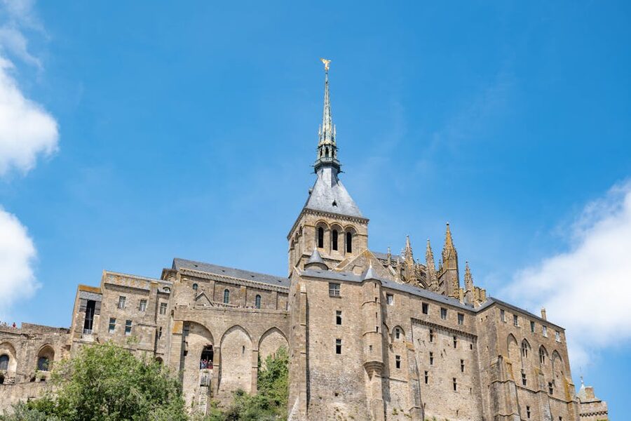 Mont-Saint-Michel under clear blue sky