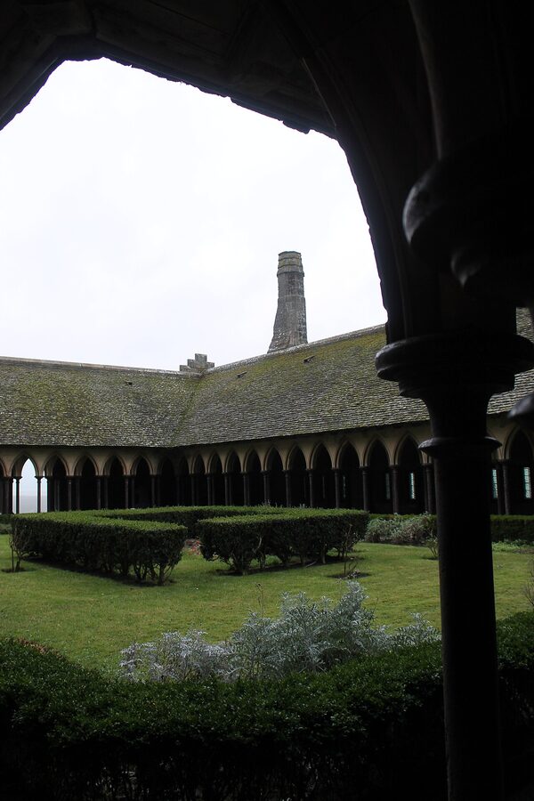 Mont-Saint-Michel cloister arches detail