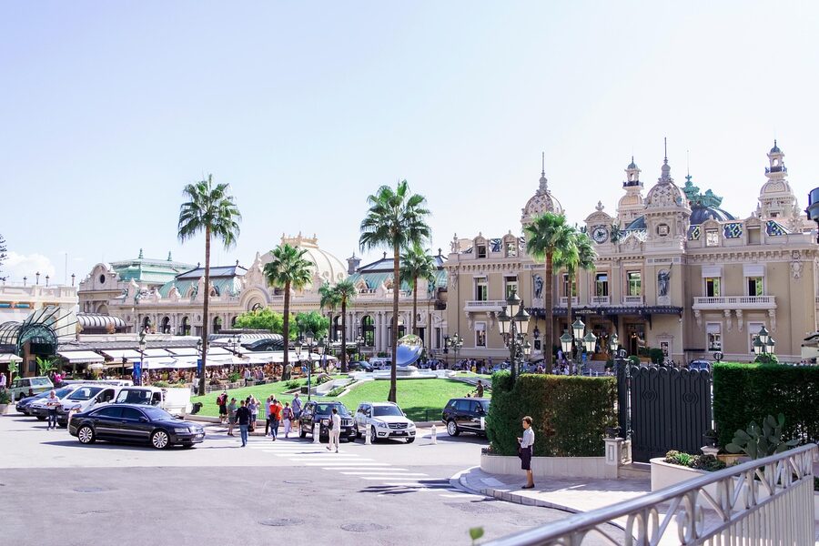 The clock on the Monte Carlo Casino building