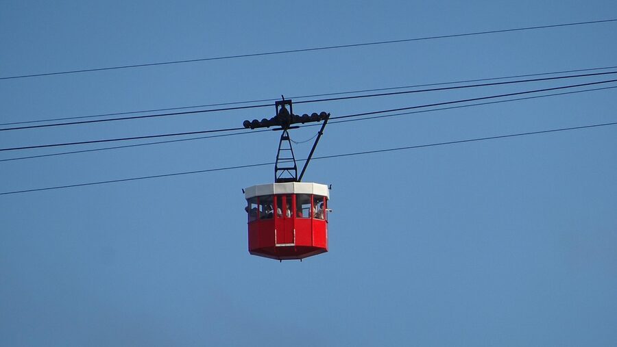 Montjuïc cableway looking down towards Barcelona port