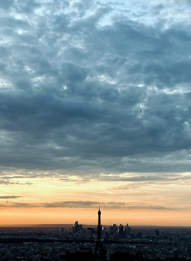 Eiffel Tower at twilight from Montparnasse Tower