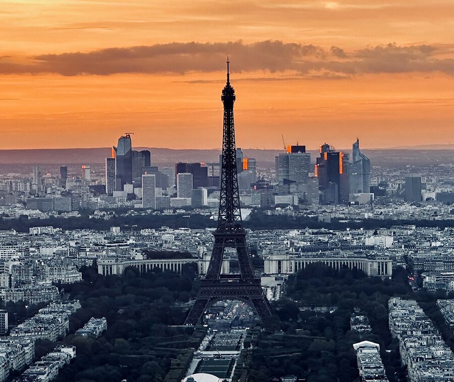 Paris orange sunset sky from Tour Montparnasse