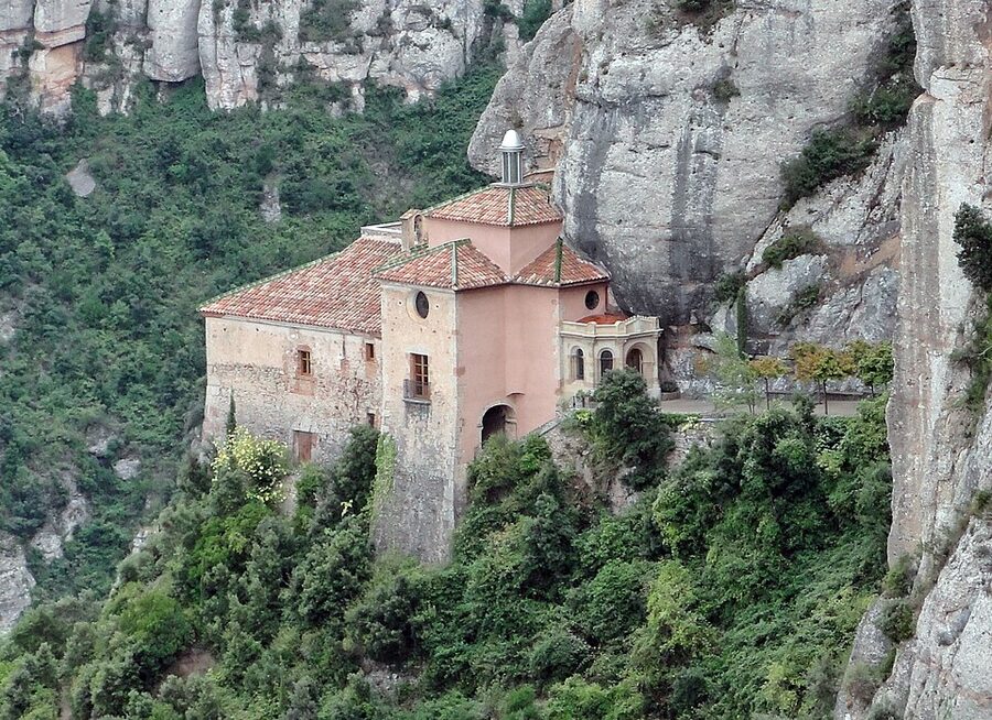 The Santa Cova chapel built into the cliff face on Montserrat