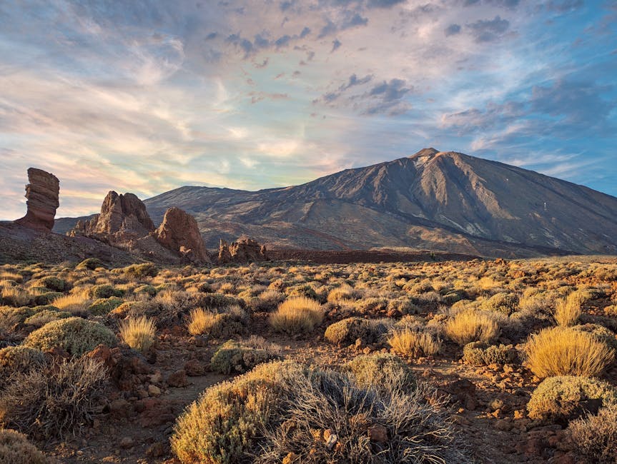 Rocky formations and volcanic plateau in Teide National Park