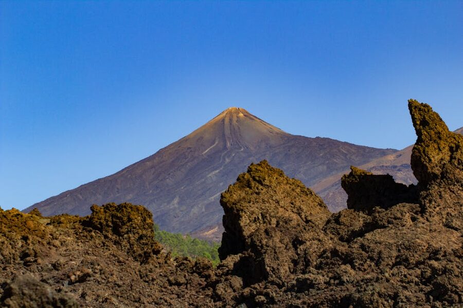 Rugged volcanic terrain around the base of Mount Teide