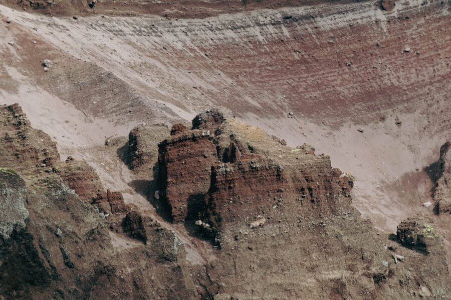 Volcanic rock formations on Mount Vesuvius slope