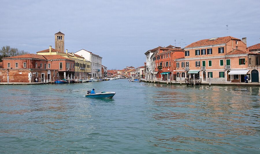 Murano Grand Canal view with bridge and waterfront buildings