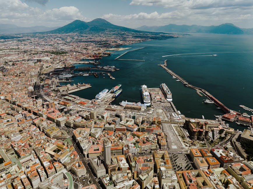 Naples harbour with Mount Vesuvius in the background