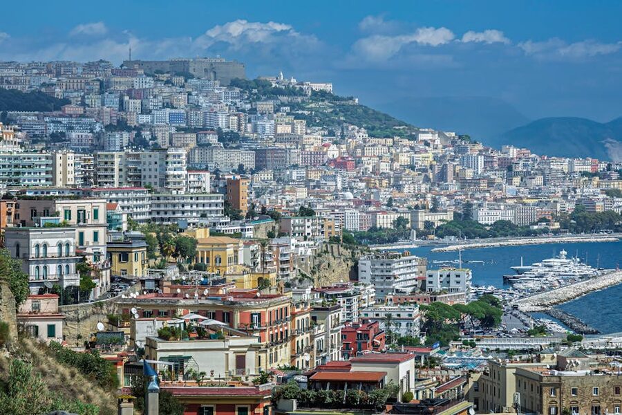 Naples historic port and coastal architecture