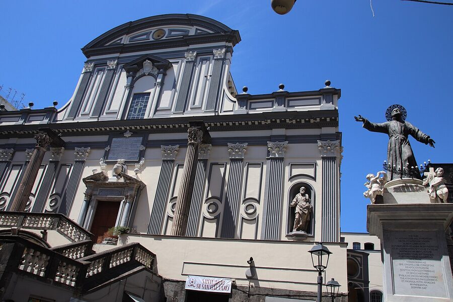 San Paolo Maggiore basilica facade in Piazza San Gaetano Naples