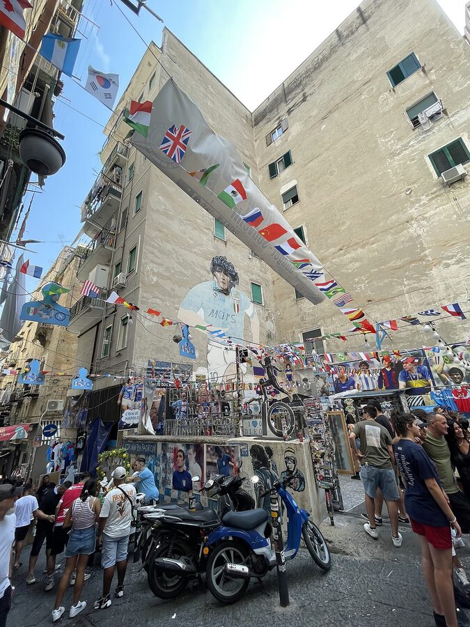 Giant Maradona mural in Largo Maradona Quartieri Spagnoli