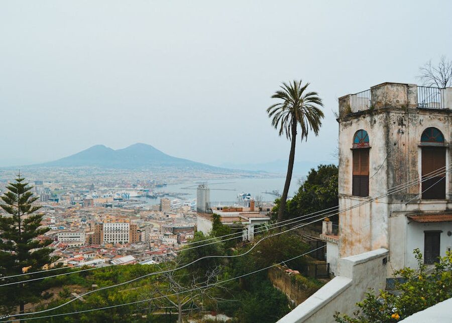 Naples skyline with Mount Vesuvius in the background