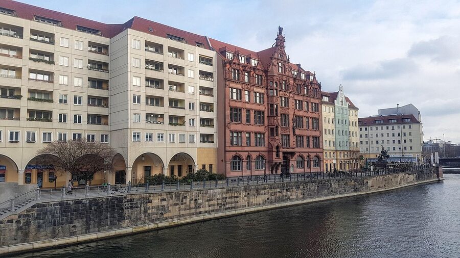 Nikolaiviertel rebuilt medieval quarter on the Spree River Berlin