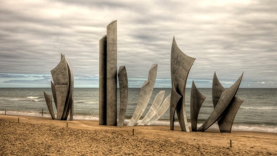 Monument des Braves on Omaha Beach at Saint Laurent sur Mer