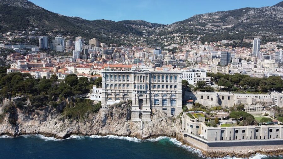 The Oceanographic Museum of Monaco perched on cliffs above the Mediterranean