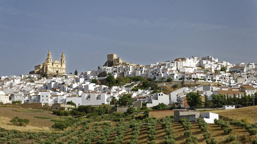 Olvera white village with castle and church Andalusia