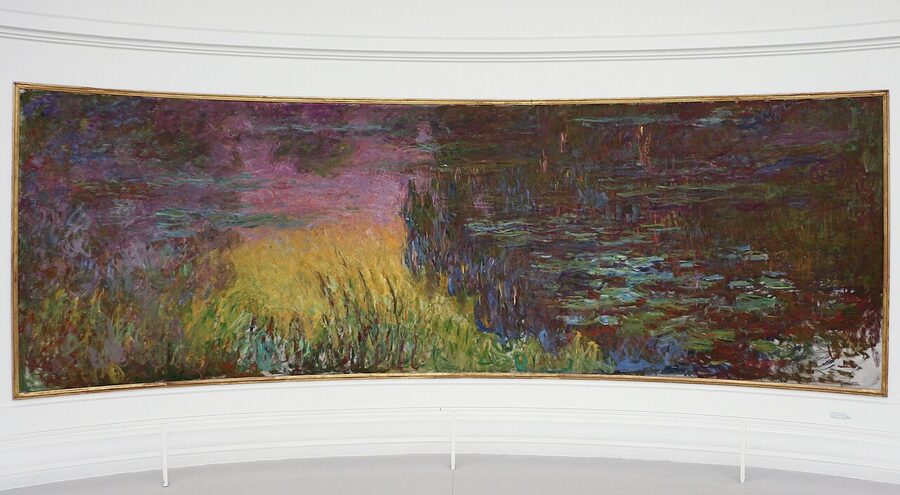 Panel detail of Monet's Water Lilies clouds at sunset
