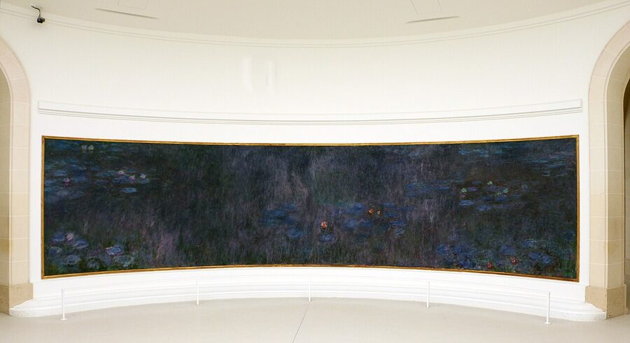 Detail of Water Lilies clouds panel by Monet
