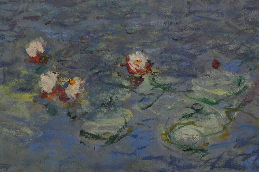 Detail of Nymphéas pond surface by Monet at the Orangerie