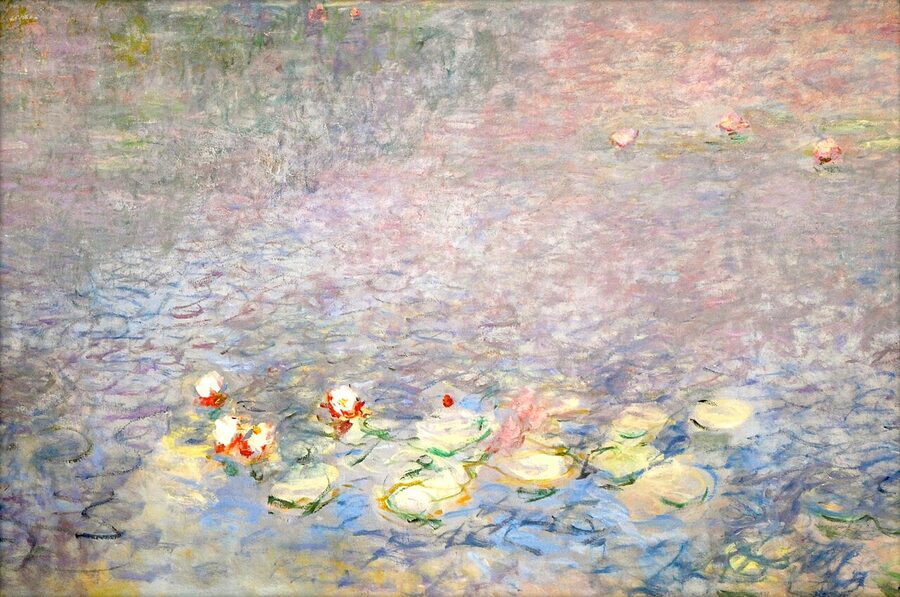Closeup of one of Monet's Water Lilies panels at the Orangerie
