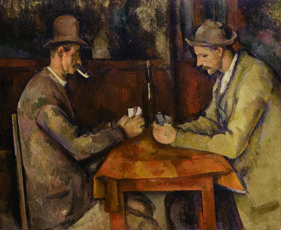 The Card Players by Paul Cezanne, on view at Musee d'Orsay