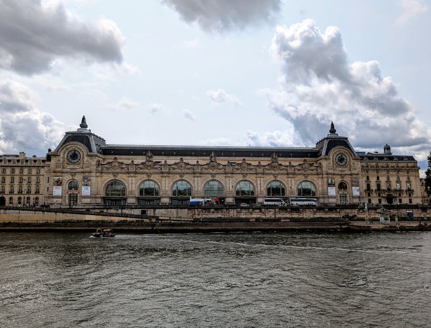 Musee d'Orsay exterior along the Seine, Paris