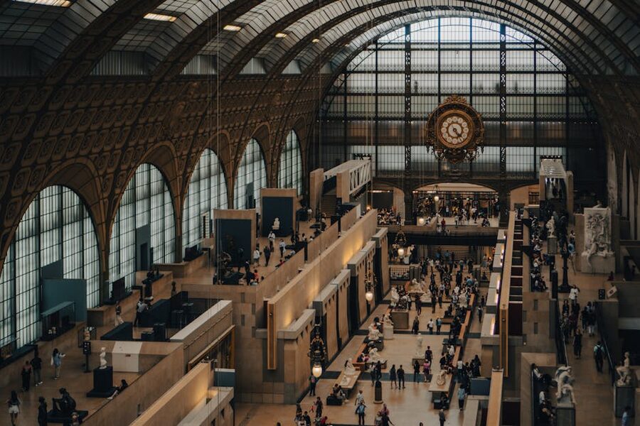 Orsay Museum interior nave with arched vault, Paris
