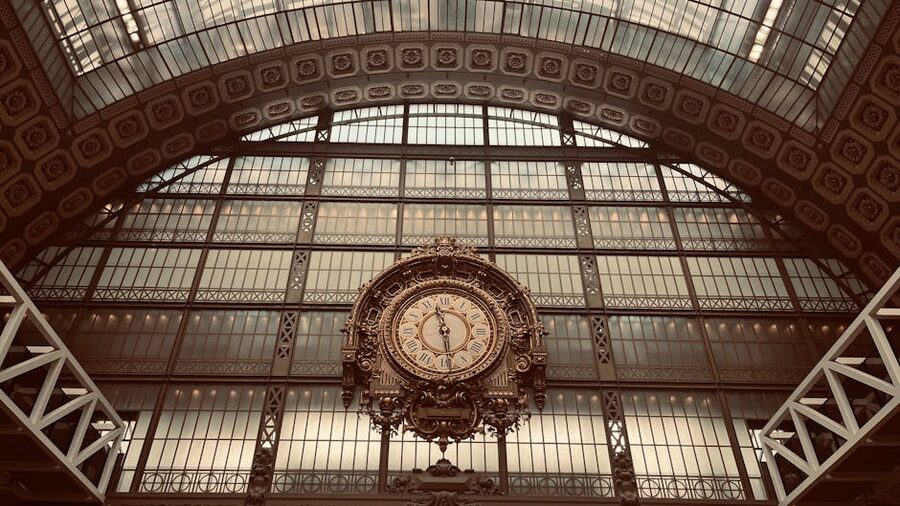 The Cafe Campana clock window at Musee d'Orsay overlooking Paris