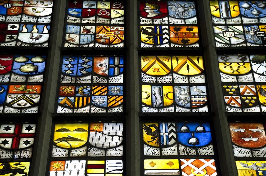 Oude Kerk stained glass interior Amsterdam