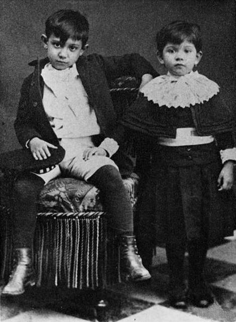 Pablo Picasso aged 8 with his sister Lola in Malaga 1889