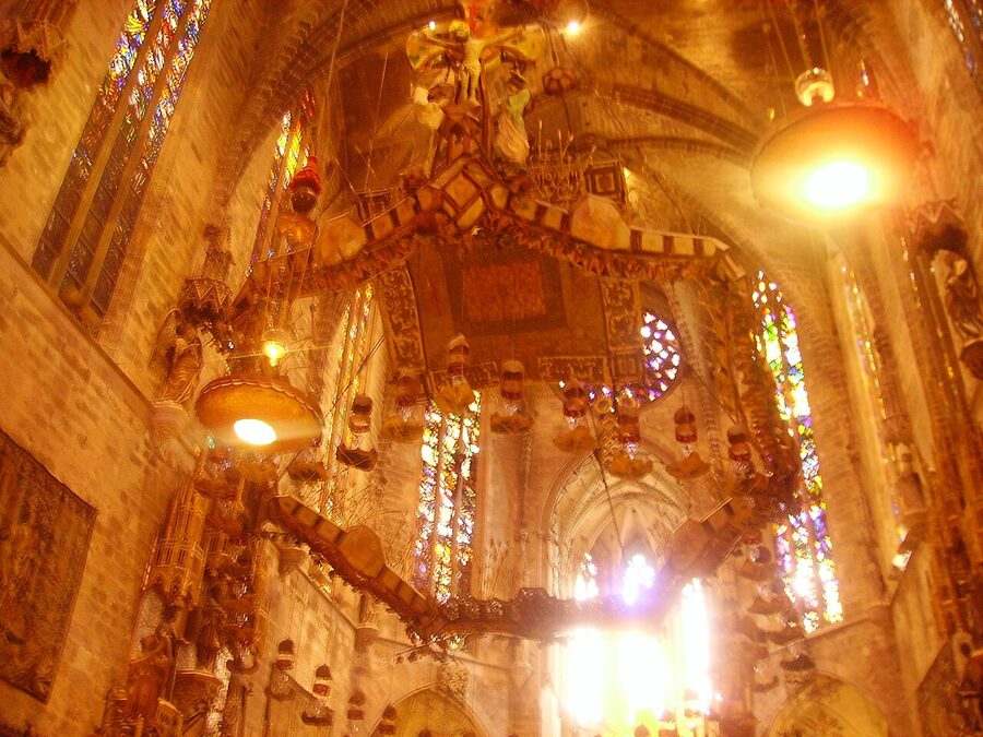 Gaudi baldaqui canopy over altar in Palma Cathedral