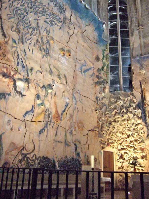 Gaudi ceramic decoration in Palma Cathedral choir