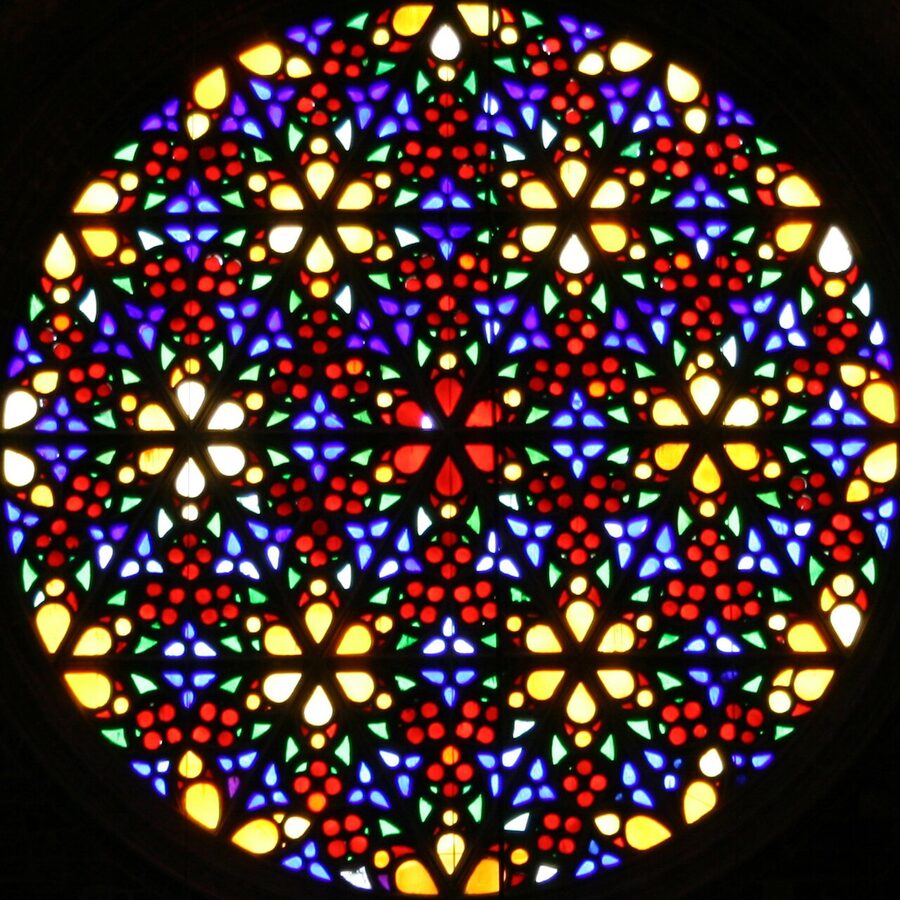 La Seu east rose window from inside