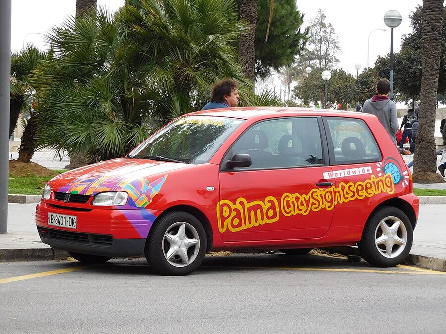City Sightseeing Palma promotional vehicle in red livery