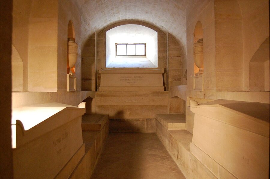 Tombs of Dumas Hugo and Zola together in the Pantheon vault