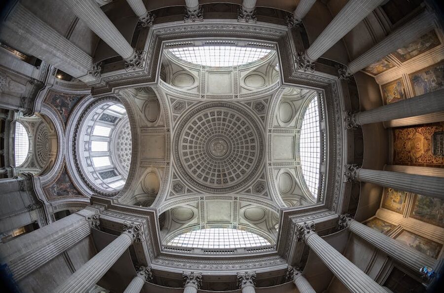 Pantheon Paris interior dome and columns view