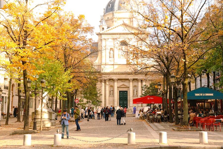 Sorbonne Latin Quarter Paris autumn afternoon street view