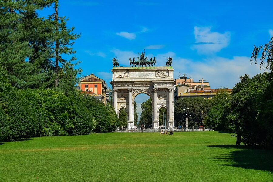 Parco Sempione park in summer Milan