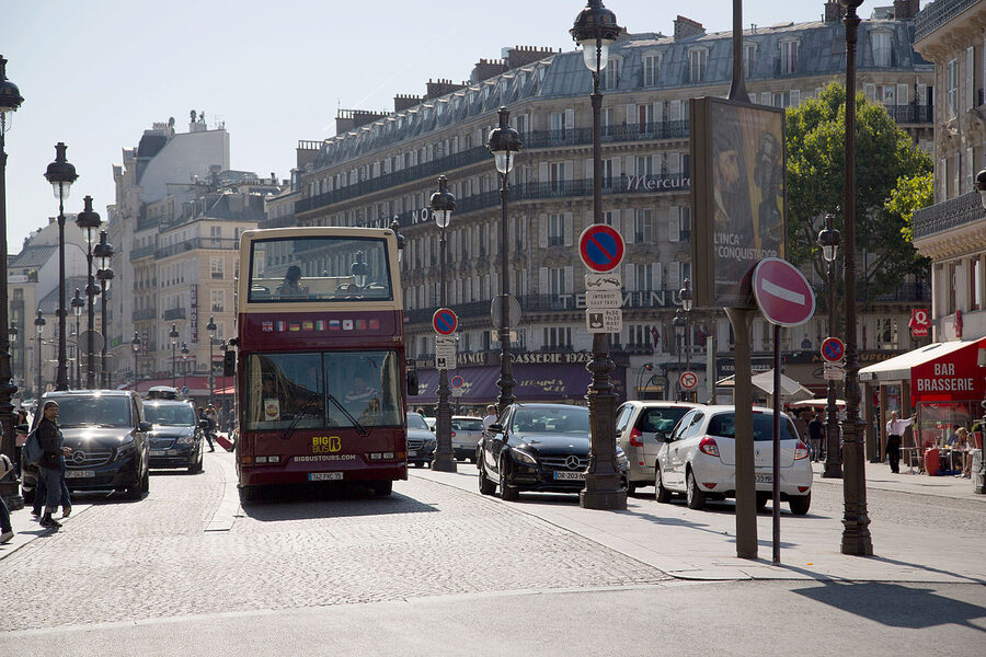 Big Bus on Rue de Dunkerque in Paris
