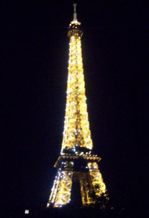Eiffel Tower sparkling at night