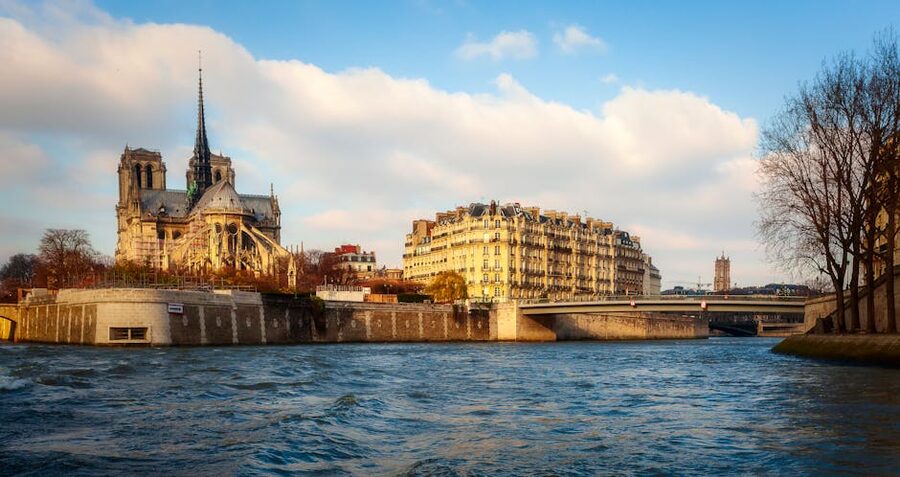Notre-Dame Cathedral and the Seine River in Paris
