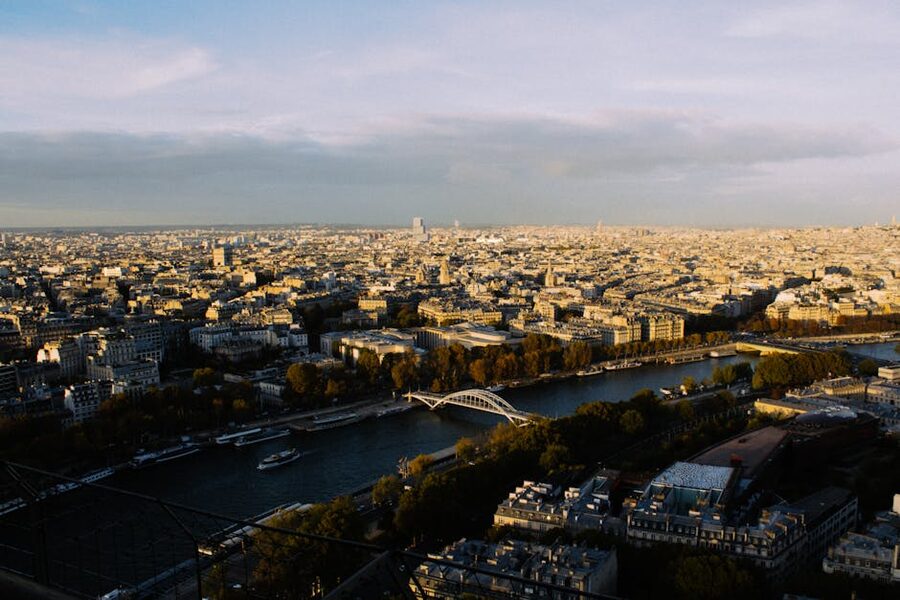 Paris and the Seine River at golden hour