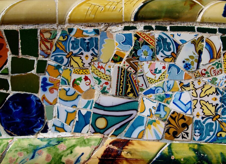 Trencadis mosaic texture in Park Guell
