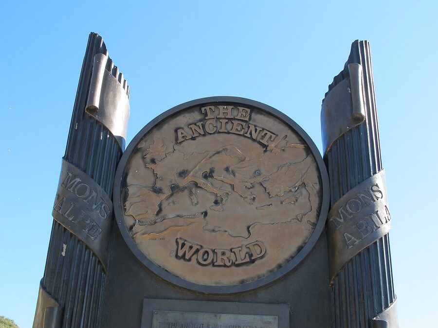 Pillars of Hercules monument near Jew's Gate Gibraltar